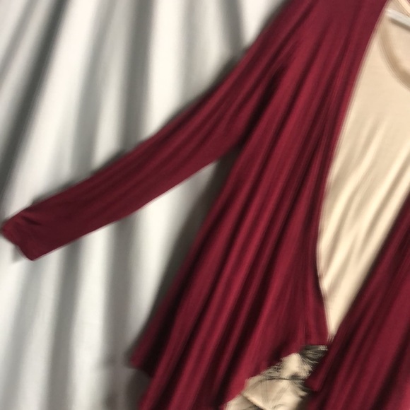 Burgundy extra small essentials cardigan waterfall cardigan - Picture 2 of 8